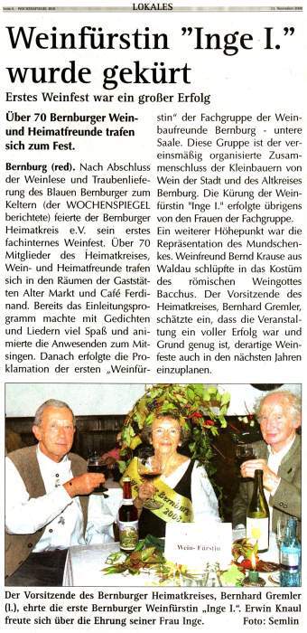Pressebeitrag Wochenspiegel
